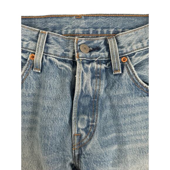 Levi 501 Cropped Straight Jeans Ankle Distressed Hem 90s Grunge Preppy Y2K Sz 24 - Picture 6 of 12
